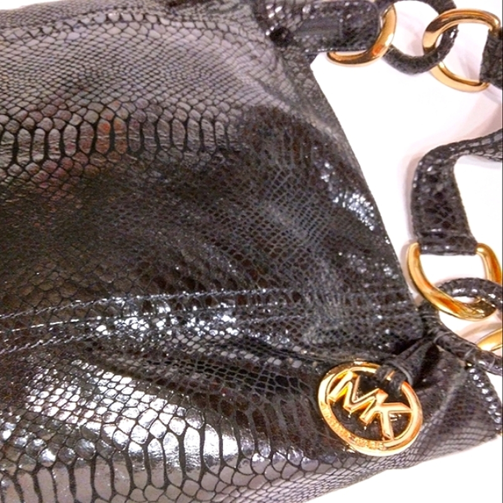 Must See! Gorgeous Michael Kors Black Python Embo… - image 6